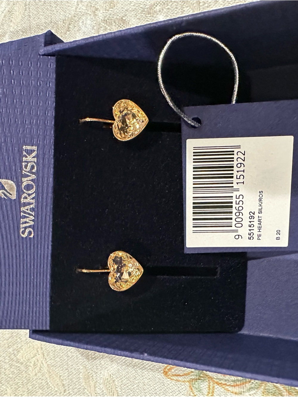 Swarovski Rose Gold Heart Crystal Drop Earrings - 5515192 - NIB - Picture 3 of 4